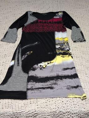 Abstract Print Dress | Colorblock Midi Dress | Modern Art Style Dress |